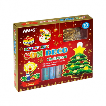 Farby witrażowe AMOS SD10P10-CH - 10 kolorów + witraże Christmas