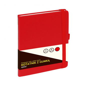 Notatnik A5/80 kartek kratka z gumką czerwony GRAND
