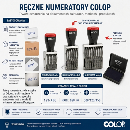 Ręczny numerator ustawiany 04006 - 6 cyfr wysokość tekstu 4 mm