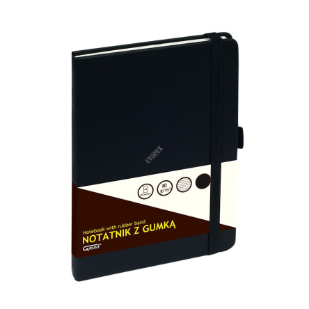 Notatnik A5/80 kartek linia z gumką granatowy GRAND