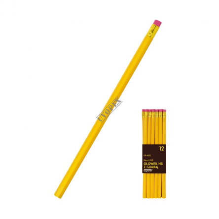 Ołówek z gumką GRAND GR-6602 ŻÓŁTY 12 szt.