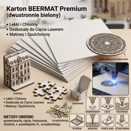 Karton BEERMAT do cięcia laserem 1,5x610x305mm (5szt.)