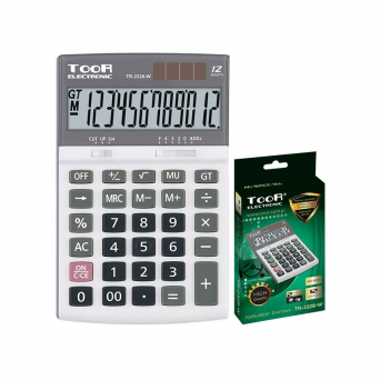 Kalkulator biurowy 12-pozycyjny podwójne zasilanie TOOR TR-2328-W
