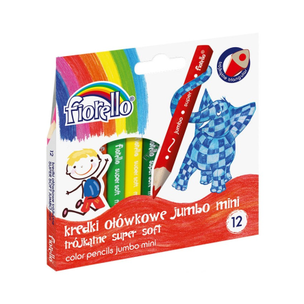 Kredki ostrzone trójkątne Super Soft 12 kol. MINI Jumbo FIORELLO