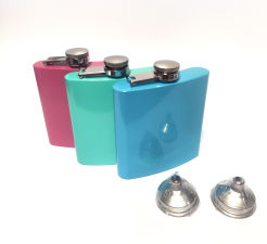 Różowa piersiówka ze stali nierdzewnej do grawerowania 180ml