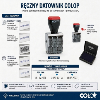 Ręczny datownik ustawiany 12 mm cyfrowy