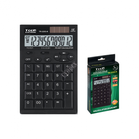 Kalkulator biurowy 12-pozycyjny podwójne zasilanie TOOR TR-2253K