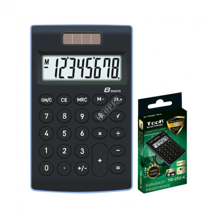 Kalkulator kieszonkowy 8-pozycyjny - 2 typy zasilania TOOR TR-252-K