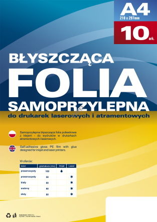 Samoprzylepna folia do drukarek laserowych i atramentowych A4