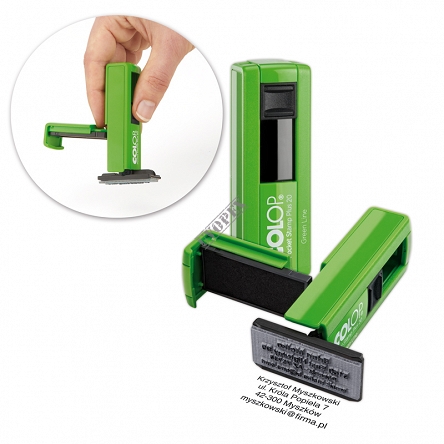 Pieczątka kieszonkowa Pocket Plus 20 Green Line - płytka tekstu 14x38 mm