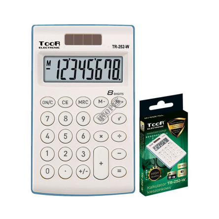 Kalkulator kieszonkowy 8-pozycyjny - 2 typy zasilania TOOR TR-252-W