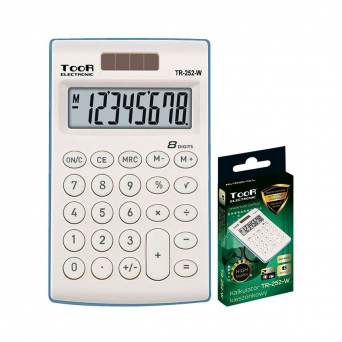 Kalkulator kieszonkowy 8-pozycyjny - 2 typy zasilania TOOR TR-252-W
