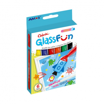 Kredki do szkła 6 kolorów fun glass GF6P AMOS